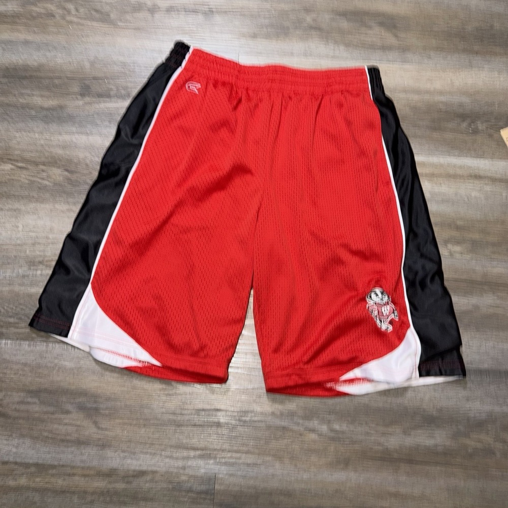 Colosseum Athletics Wisconsin Badgers Dazzle Hoop Shorts Mens L Red Team Logo